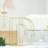 8" Tall | Gold Wedding Centerpiece | Freestanding 3D Decorative Wire Letter | D