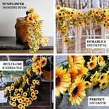 22inch Artificial Hanging Vine Sunflower Bush, Draping Bouquet Garland