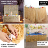 9FT Natural Raffia Table Skirt, Tropical Table Skirts for Hawaiian Decoration