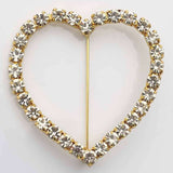 2inch Gold Diamond Heart Metal Chair Sash Bow Pin, Rhinestone Chair Wrap Band Buckle Brooch