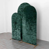 Set of 3 Emerald Green Crushed Velvet Chiara Backdrop Stand Covers For Round Top Wedding Arches