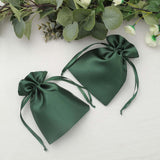 12 Pack | 5x7inch Hunter Emerald Green Satin Wedding Party Favor Bags, Drawstring Pouch Gift Bags