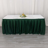 21ft Hunter Emerald Green Pleated Polyester Table Skirt, Banquet Folding Table Skirt