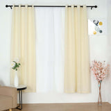 2 Pack | Handmade Ivory Faux Linen Curtains 52x84inch Curtain Panels With Chrome Grommets