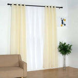 2 Pack | Handmade Ivory Faux Linen Curtains 52inch x 108inch Curtain Panels With Chrome Grommets