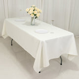 60"x102" Fire Retardant Ivory Tablecloth Premium Polyester Rectangular Table Cover