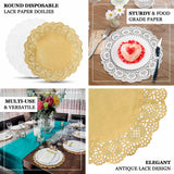 50 Pcs | 12inch Round Gold Lace Paper Doilies, Food Grade Paper Placemats