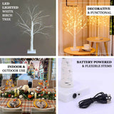 2ft White Artificial LED Birch Tree Lamp, USB Rechargeable Warm White Lighted Tree Centerpiece