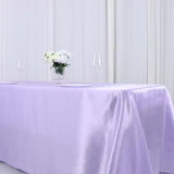 90inch x 132inch Lavender Lilac Satin Seamless Rectangular Tablecloth