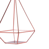 Blush / Rose Gold Pyramid Shaped Tealight Candle Holders, Open Frame Metal Geometric Flower Stand