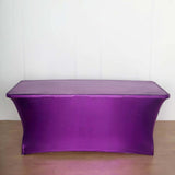 6FT Metallic Purple Rectangular Stretch Spandex Table Cover