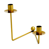 2 Arm Gold Metal Geometric Taper Candle Candelabra Holder Centerpiece With V-Shaped Base