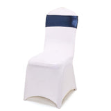 5 pack Metallic Navy Blue Spandex Chair Sashes With Attached Round Diamond Buckles