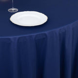 120inch Navy Blue Premium Scuba Wrinkle Free Round Tablecloth, Scuba Polyester Tablecloth