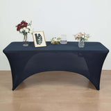 6ft Navy Blue Open Back Stretch Spandex Table Cover, Rectangular Fitted Tablecloth