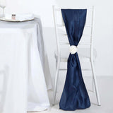 Pack of 5 | Accordion Crinkle Taffeta Chair Sashes - Navy Blue