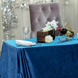 90inch x132inch Navy Blue Seamless Premium Velvet Rectangle Tablecloth, Reusable Linen