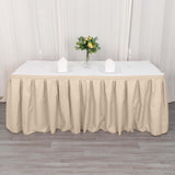 21ft Nude Pleated Polyester Table Skirt, Banquet Folding Table Skirt