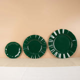 10 Pack | 11 Hunter Emerald Green Disposable Dinner Plates With Gold Ruffled Rim, Party Plates