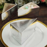 10 Pack | 5x3inch Metallic Silver Single Slice Paper Cake Boxes