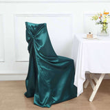 Peacock Teal Satin Self-Tie Universal Chair Cover, Folding, Dining, Banquet