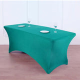 6ft Peacock Teal Spandex Stretch Fitted Rectangular Tablecloth
