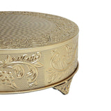 22inch Round Gold Embossed Cake Stand Riser, Matte Metal Cake Pedestal