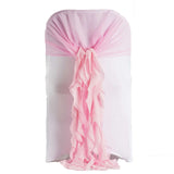 1 Set Pink Chiffon Hoods With Ruffles Willow Chiffon Chair Sashes