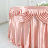 14ft Dusty Rose Pleated Satin Double Drape Table Skirt