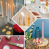 12-Pack Taper Candles Spiral Long Burn Wick Design Pink - Premium Unscented Wax Dinner Candle Sticks