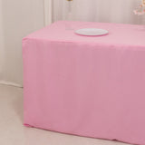 Pink Fitted Polyester Rectangle Tablecloth 6ft Table Cover For 72x30inch Tables