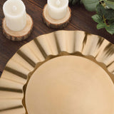 6 Pack 13inch Round Gold Acrylic Plastic Dinner Plate Chargers With Wavy Scalloped Rim