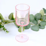 6 Pack Transparent Blush Plastic Reusable Cocktail Glasses With Long Stem