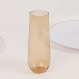 12 Pack Amber Gold Plastic Champagne Flutes Reusable Stemless Glasses For Champagne 9oz