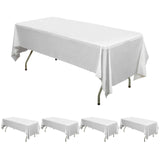 5 Pack White Rectangle Plastic Table Covers, PVC Waterproof Disposable Tablecloths