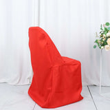 10 Pack Red Polyester Folding Chair Covers, Reusable Stain Resistant Slip On Chair Covers