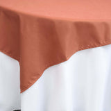 70inch Terracotta (Rust) Square Seamless Polyester Table Overlay, Washable Linen Table Overlay