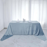 90inch x156inch Dusty Blue Seamless Premium Velvet Rectangle Tablecloth, Reusable Linen