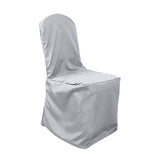 10 Pack Silver Polyester Banquet Chair Covers, Reusable Stain Resistant Slip On Chair Covers