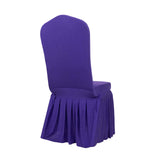 Purple Ruffle Pleated Skirt Banquet Spandex Chair Slipcover, 1-Piece Stretch Fitted Chair Cover