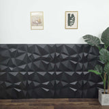 12 Pack | 20inch x 20inch Matte Black 3D Texture PVC Diamond Design Wall Tiles