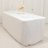 White Fitted Premium Polyester Rectangle Tablecloth 6ft Table Cover