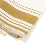 White Airlaid Paper Rectangle Tablecloth with Gold Striped Border,