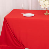 90x156inch Red Premium Scuba Wrinkle Free Rectangular Tablecloth, Seamless Scuba Polyester