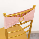 5 Pack Dusty Rose Spandex Chair Sashes with Gold Diamond Buckles, Elegant Stretch Chair Bands