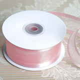 25 Yards 1.5" Blush & Rose Gold Organza Ribbon With Satin Edges