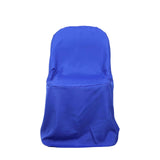 Royal Blue Polyester Folding Chair Cover, Reusable Stain Resistant Slip On Chair Cover