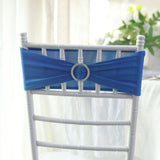 5 pack | 5"x14" Royal Blue Spandex Stretch Chair Sash with Silver Diamond Ring Slide Buckle