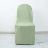 10 Pack Sage Green Polyester Banquet Chair Cover, Stain Resistant Slip On Chair Cover