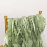 5 Pack Sage Green Curly Willow Chiffon Satin Chair Sashes